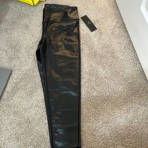 Black fake leather leggings